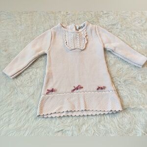 Pretty Pink Knit Sweater Dress with Bows for Baby Girl
